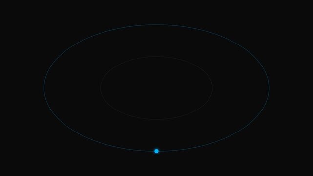 An abstract visualization of an orbital trajectory path on black background