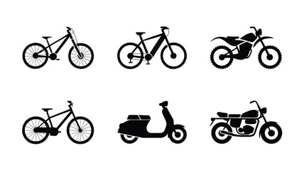 Obraz premium Urban Commute Bicycle and Scooter Seamless Pattern, Transportation Line Art Wallpaper Vector