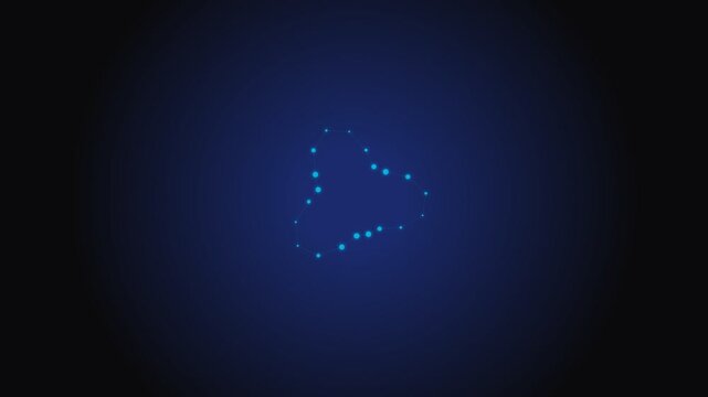 Minimalist blue glowing dots forming a subtle triangular shape on dark background