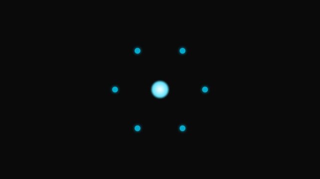 A glowing hexagonal pattern of cyan dots set against a deep black background
