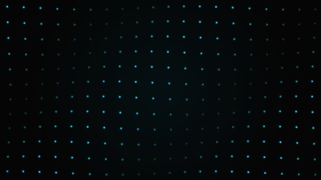 A minimalist pattern of glowing blue dots arranged in a dark grid formation