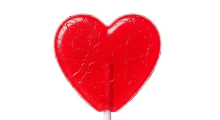 Fototapeta premium Red heart shaped lollipop. Sweet treat for Valentine's Day