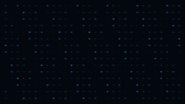 Abstract digital grid pattern with glowing blue points on black background