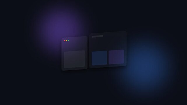 Minimalist dark interface elements floating on a deep blue gradient background