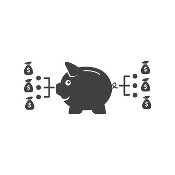 Piggy bank icon. Piggy bank savings icon. Vector illustration.