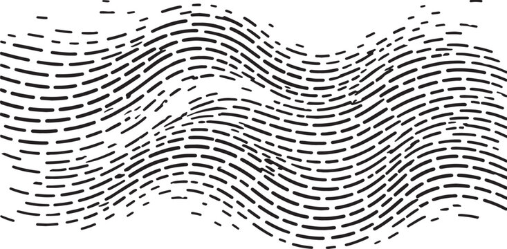 Abstract black wavy dashed lines pattern on white background Vector