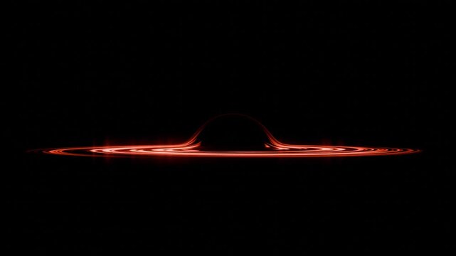 Black hole event horizon with glowing orange accretion disk video motion