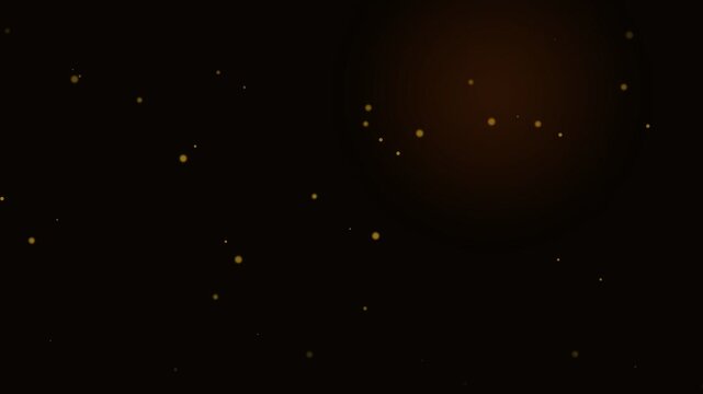 Floating golden embers scattering against a deep dark black background