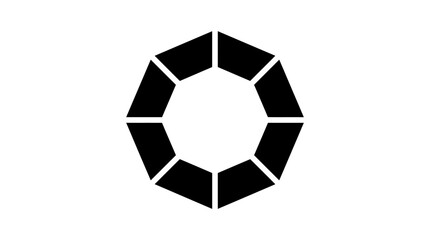 Naklejka premium Abstract Geometric Design: A striking black geometric pattern forms an abstract circular design with sharp edges and minimalist aesthetic.