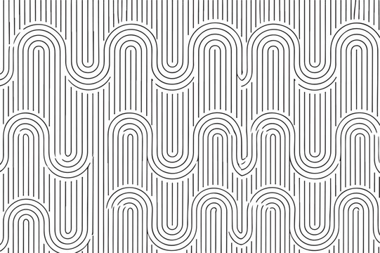 Abstract geometric pattern with vertical wavy lines and arches Vector