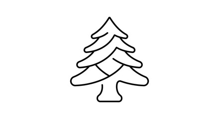 Fototapeta premium Minimalist Linear Pine Tree Icon Illustration Featuring Clean Black Outline Design for Nature and Holiday Themes