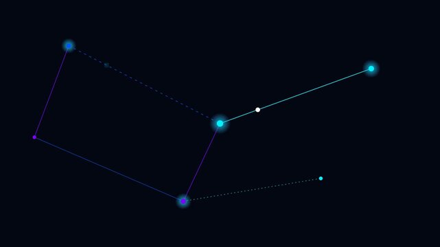 A minimalist digital illustration depicting a celestial constellation pattern