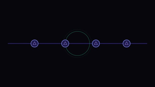 Minimalist geometric line design featuring four triangle nodes on black