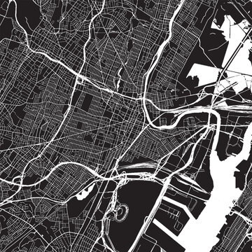 Vector Street Map of Newark New Jersey &ndash; Black and White Minimalist City Road Map