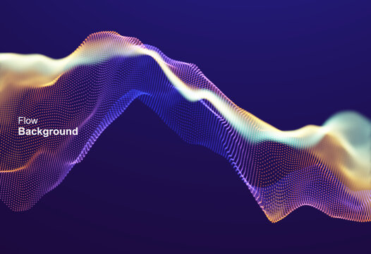 A wavy surface with a hazy haze above. Scanning and monitoring visualization. Technological concept. Mesh. Dynamic particles. Dot wave. 3D vector for brochure, poster, cover, presentation, flyer, etc.