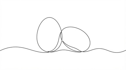 Obraz premium Continuous line art vector of fresh chicken eggs landscape outline