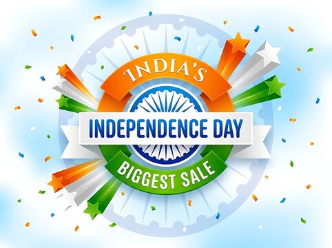India independence day sale banner with tricolor flag elements and ashoka chakra