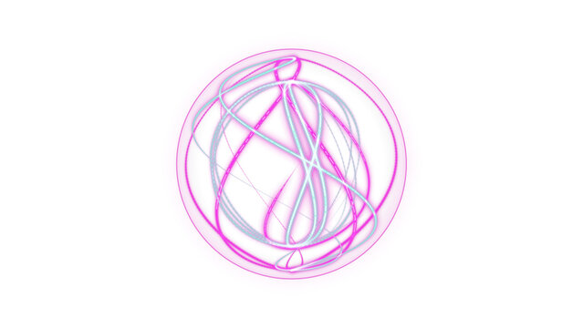 PNG image of Abstract pink and grey sphere illustration, tangled circular line art design, minimalist geometric orb graphic for modern branding isolated on Transparent Background