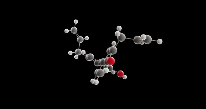 Honokiol molecule, rotating 3D model of antidepressants, looped video on a black background
