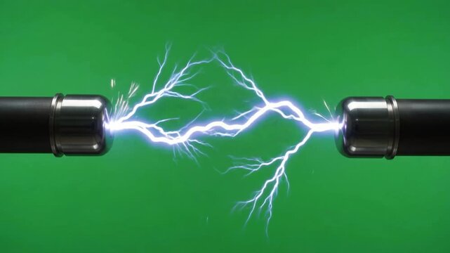 Electric arcs crackle between two metallic probes