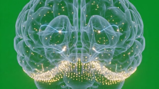 Transparent brain pulses with glowing neural activity