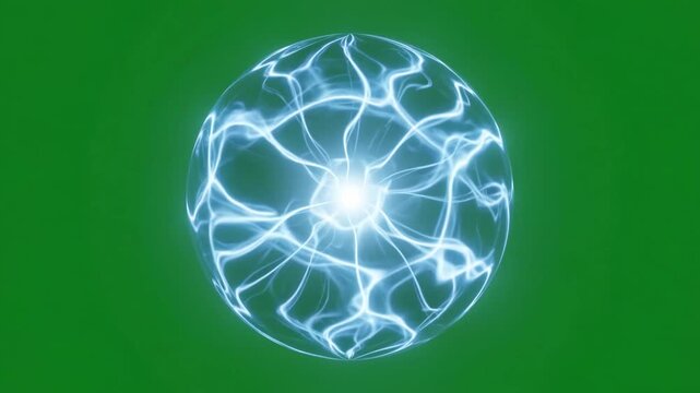 Bright electric energy swirls inside glowing sphere