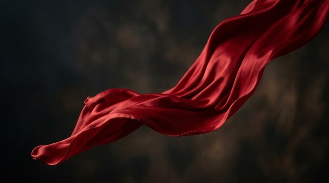 Red fabric flowing in the wind.