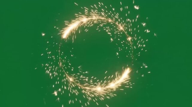 Golden sparks swirl in a ring