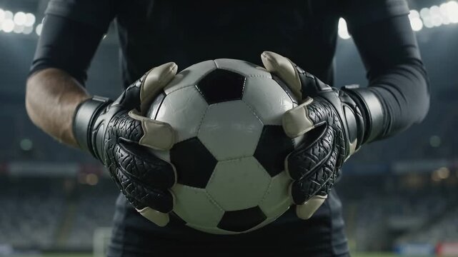 Glove-clad keeper holds ball with focus
