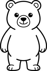 Obraz premium Simple Line Art Vector Illustration of a Standing Bear for Children Coloring Page