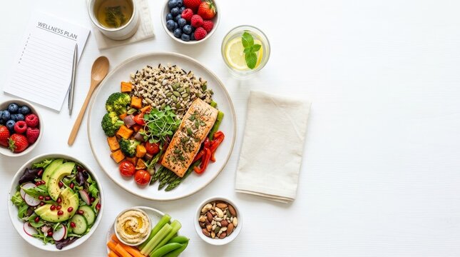 Healthy food and meal ingredients.