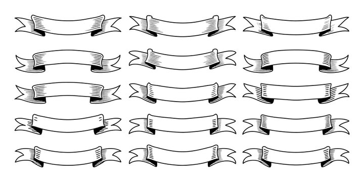 Set of black brush stroke lines and ink marks for design icons