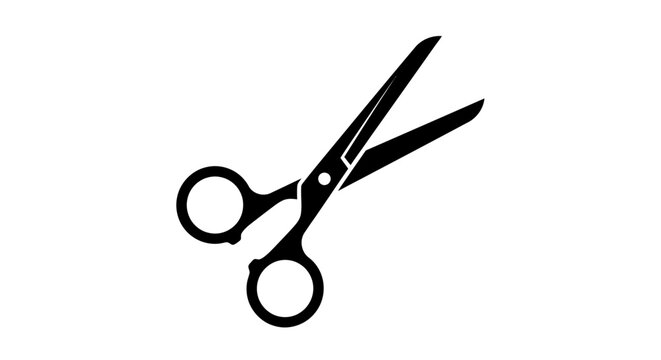Black scissor silhouette icon isolated on white background