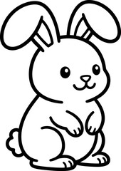Fototapeta premium Cute Bunny Sitting Illustration in a Minimalist Style on White Background