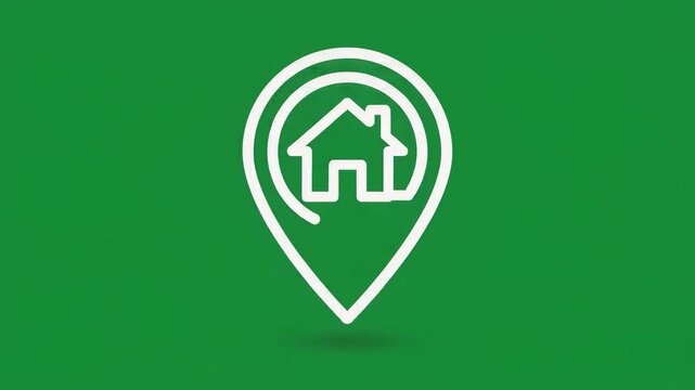 White map pin with house symbol