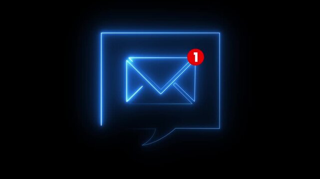 New email notification concept for business e-mail communication and digital marketing. Inbox receiving electronic message alert. Abstract minimalist design with cutout paper and blue background