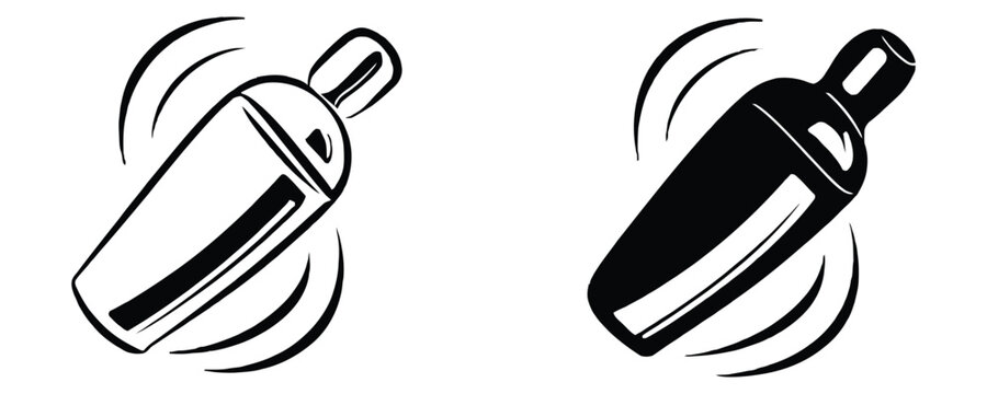 Black and white illustration of two vape devices with motion lines