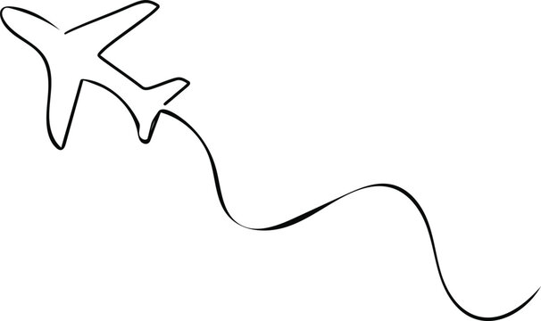 Airplane, flying, vector icon, line art, travel symbol isolated on Transparent Background
