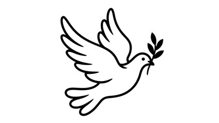 Obraz premium Graceful white dove flying with olive branch in beak Vector