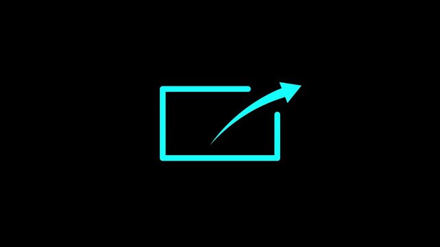 Share icon or external link symbol on a black. background.
