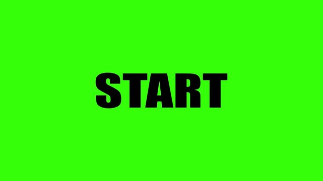 Minimalist black Start button or wording indicator on bright green background