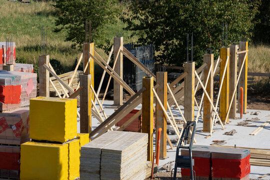 Construction Materials Prepared for Installation at Building Site