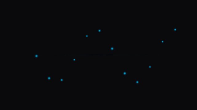 A constellation of glowing blue dots arranged against a deep black background