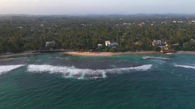 Aerial View of Madiha and Polhena Beach at Sunset, Sri Lanka