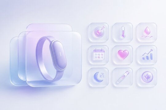 Fitness tracker and wellness app interface in soft 3D design