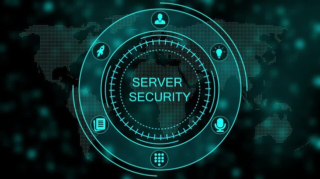 Server Security Concept with Cyber Protection on Dark Background cybersecurity safety data