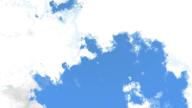 White Clouds Moving Across Blue Sky, moving fluffy clouds, Sky Clearing Up, Clouds Dissolving into Blue Sky Transition, Clean Time Lapse Background, Clear Summer Sky on blue screen, Nature Background