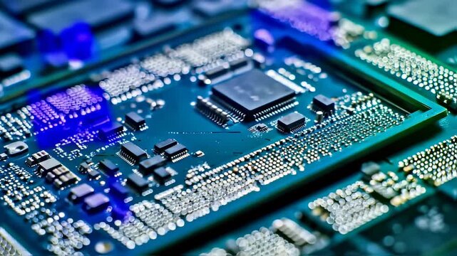 Modern circuit board technology close up