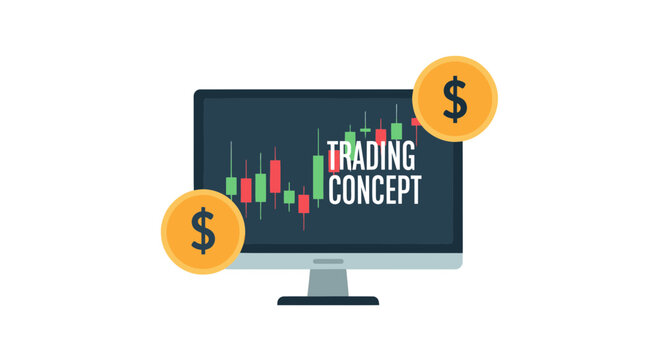 Financial stock market candlestick chart on computer screen