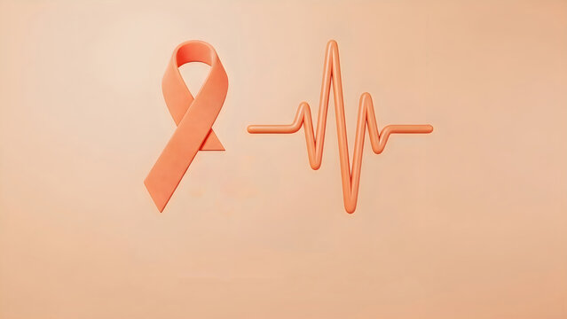 Awareness ribbon with heartbeat symbol.